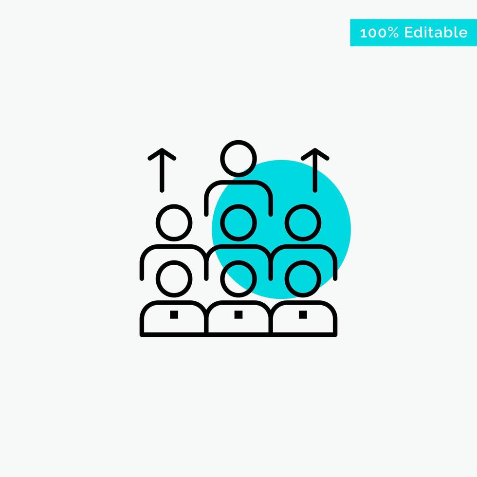 Workforce Business Human Leadership Management Organization Resources Teamwork turquoise highlight circle point Vector icon