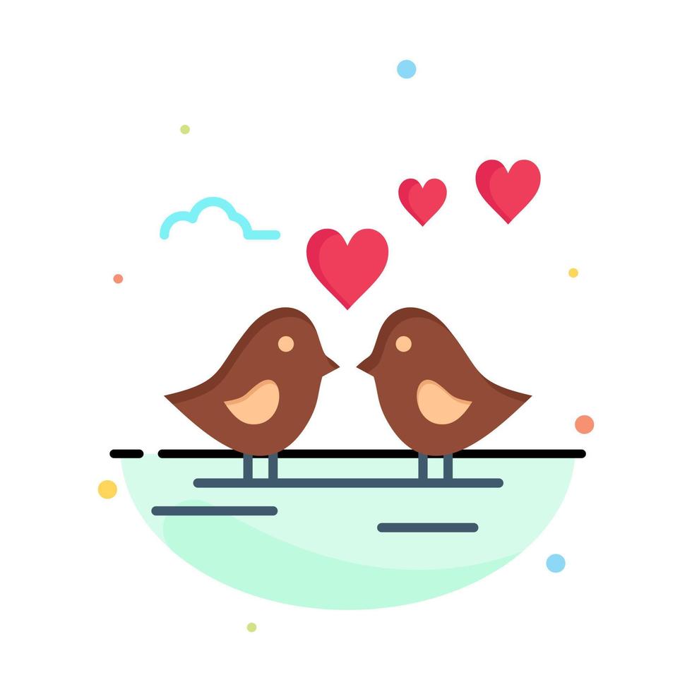 Bride Love Wedding Heart Abstract Flat Color Icon Template vector