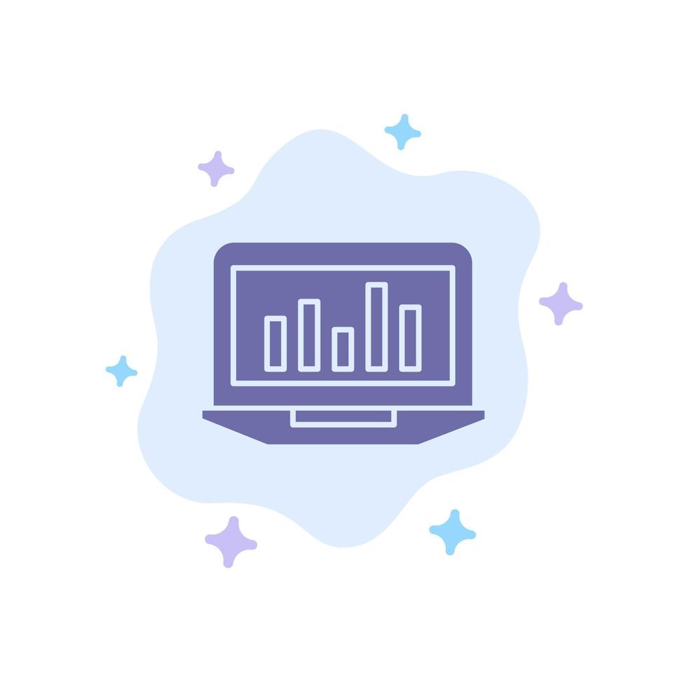 Laptop Graph Analytics Monitoring Statistics Blue Icon on Abstract Cloud Background vector