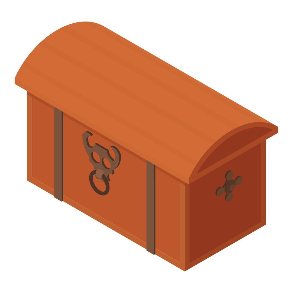 Wood dower chest icon, isometric style vector