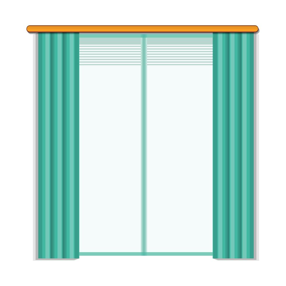 Living room window icon, cartoon style vector