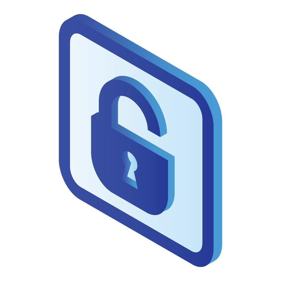 Unlock padlock icon, isometric style vector