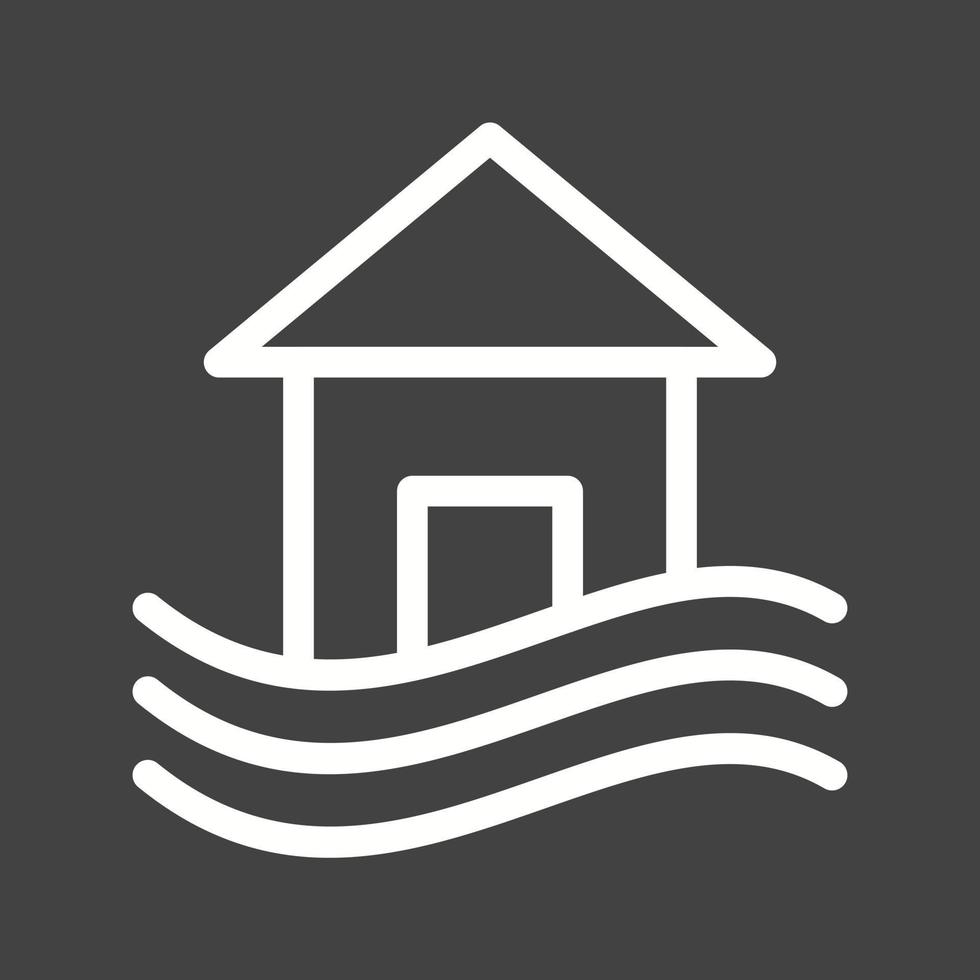 casa en línea de inundación icono invertido vector