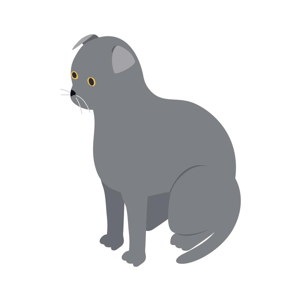 icono de gato plegable escocés, estilo 3d isométrico vector