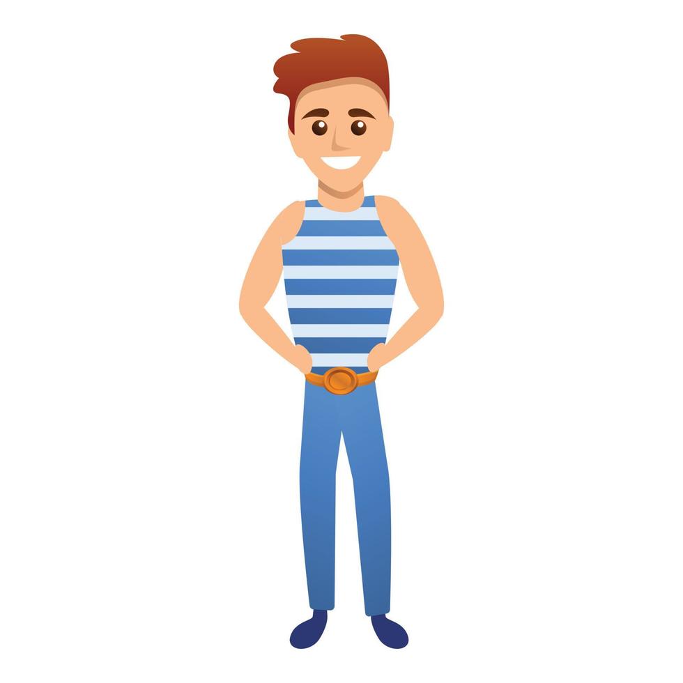 Smiling young sailor icon, cartoon style vector