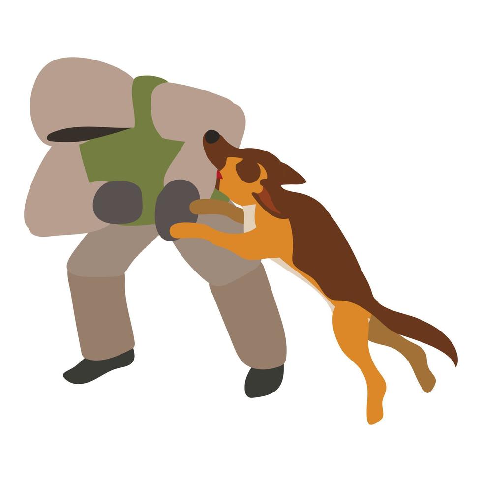 Dog attack enemy training icon, isometric style vector