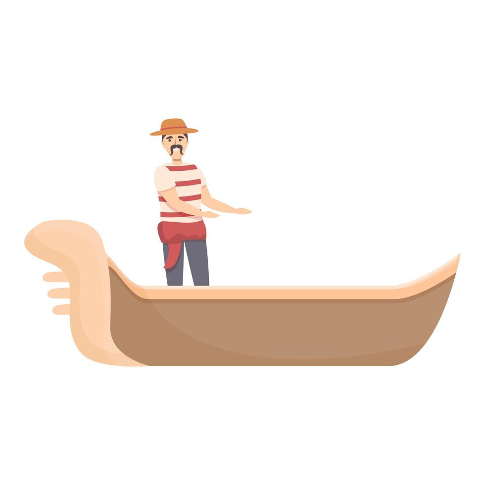 Venezia gondolier icon cartoon vector. Venice gondola vector