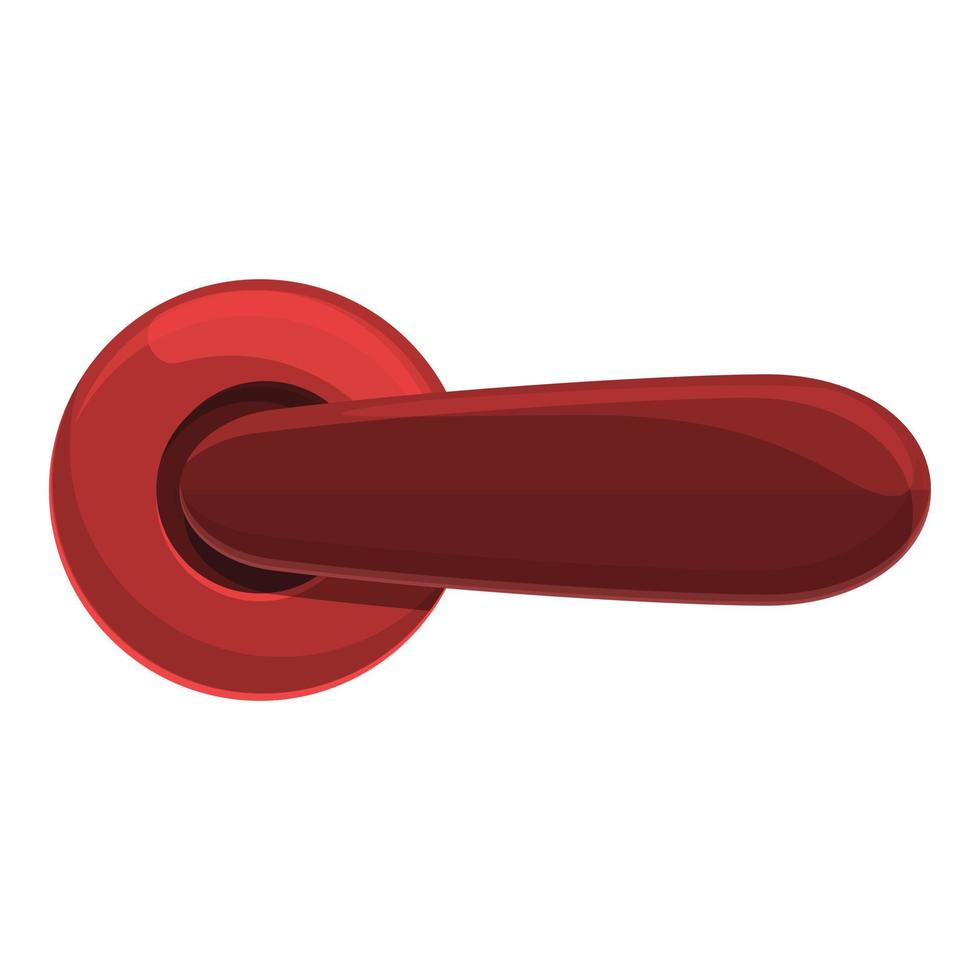 Red door handle icon, cartoon style vector