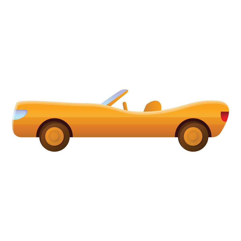 Yellow luxury cabriolet icon, cartoon style vector