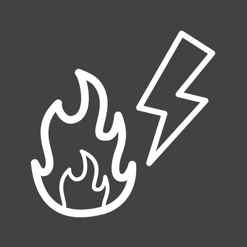 icono de línea de fuego de electricidad invertida vector