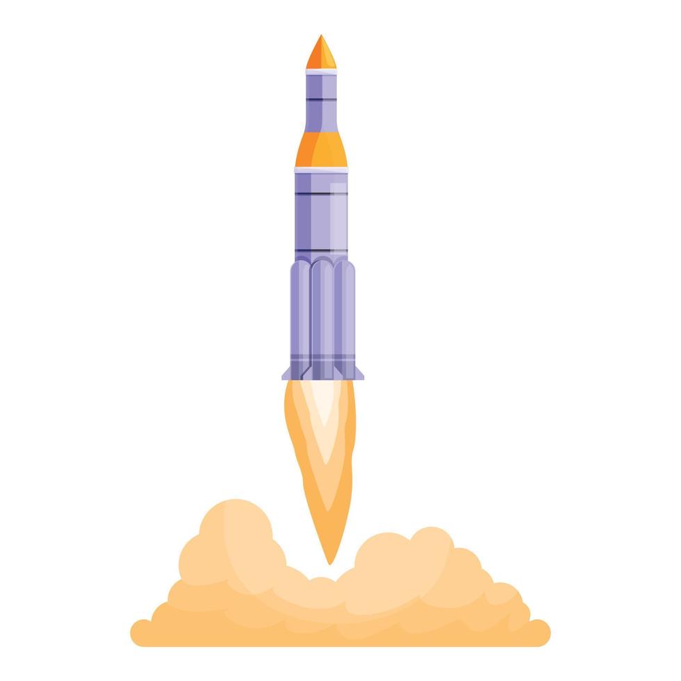 Spacecraft launch flame icon, cartoon style vector