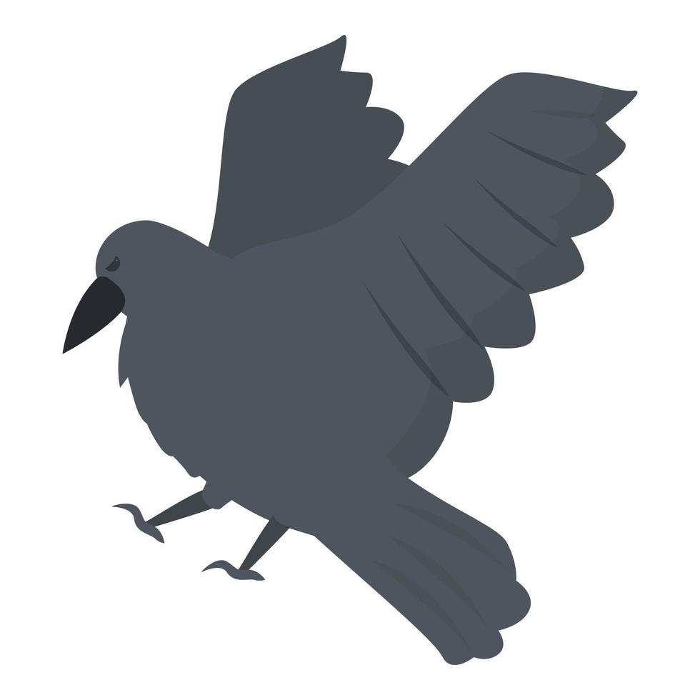 vector de dibujos animados de icono de cuervo. pluma de vuelo