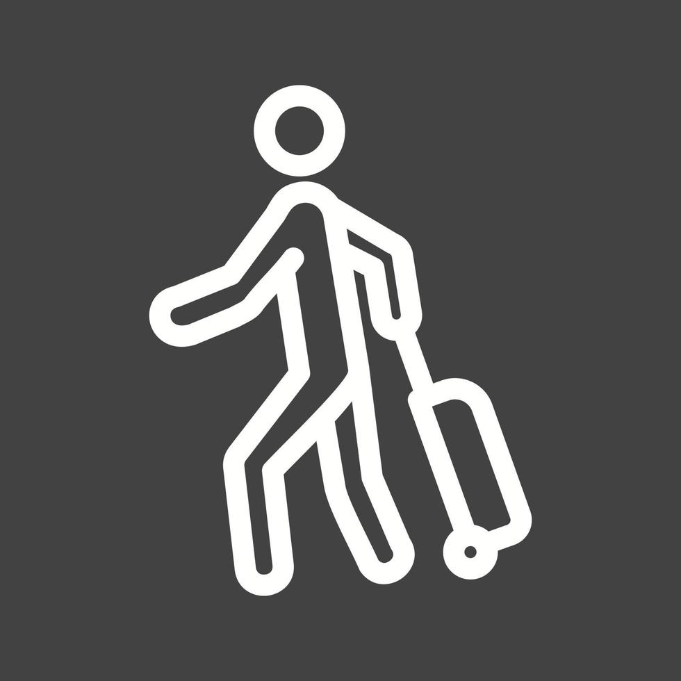 caminar con la línea de equipaje icono invertido vector