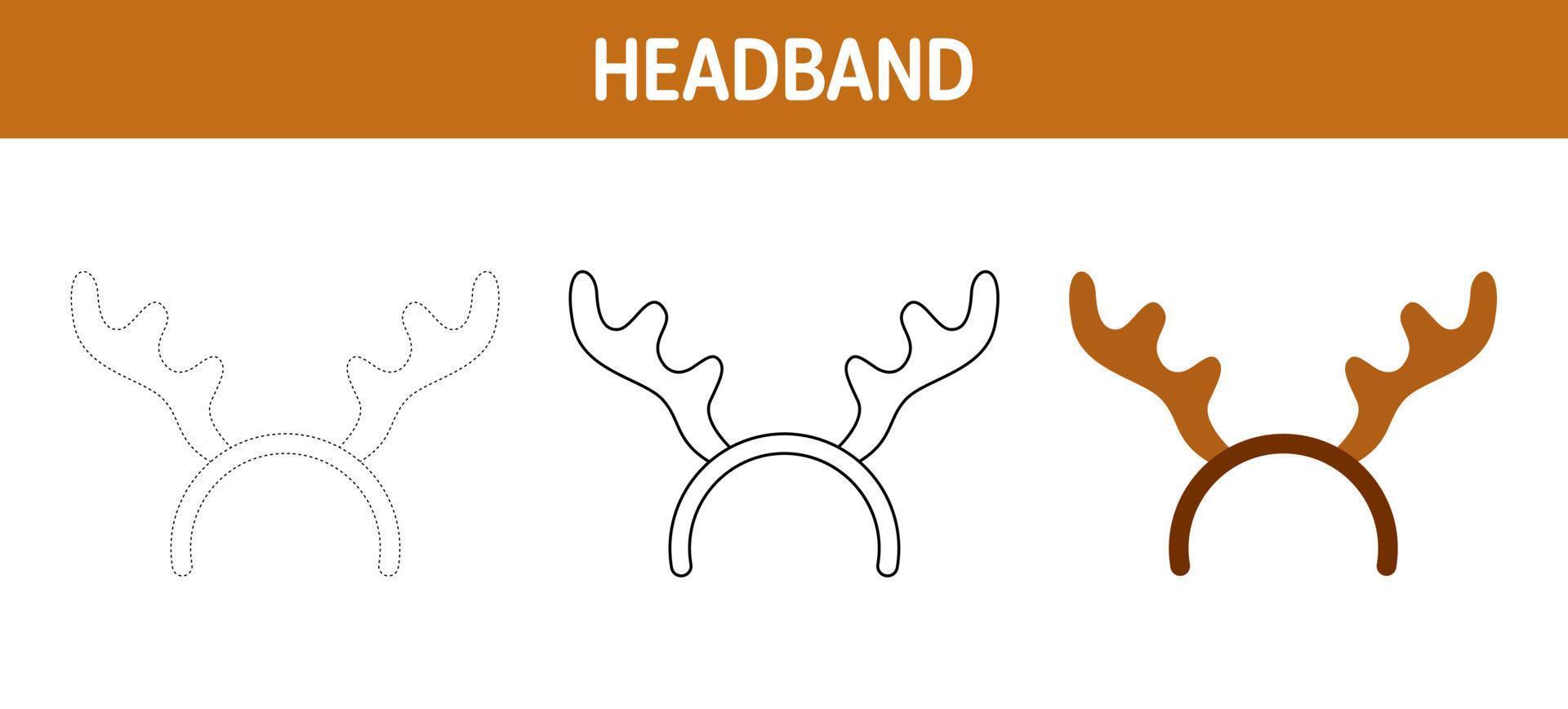 Christmas Headband tracing and coloring worksheet for kids vector