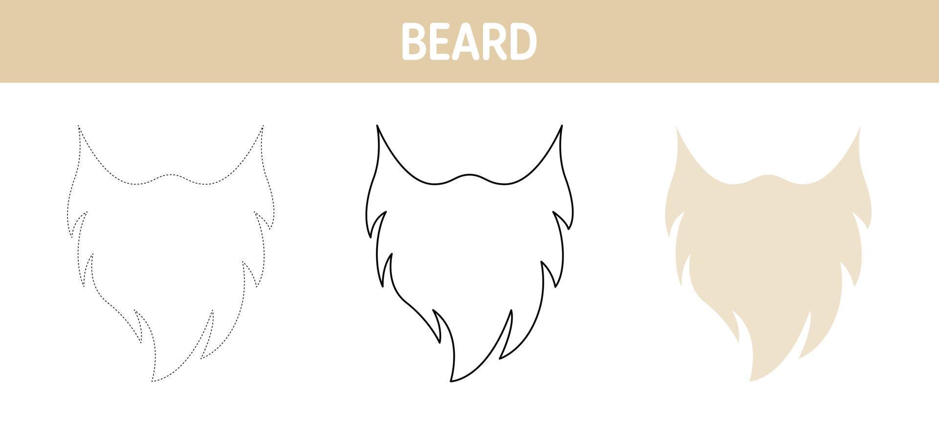 Beard tracing and coloring worksheet for kids vector