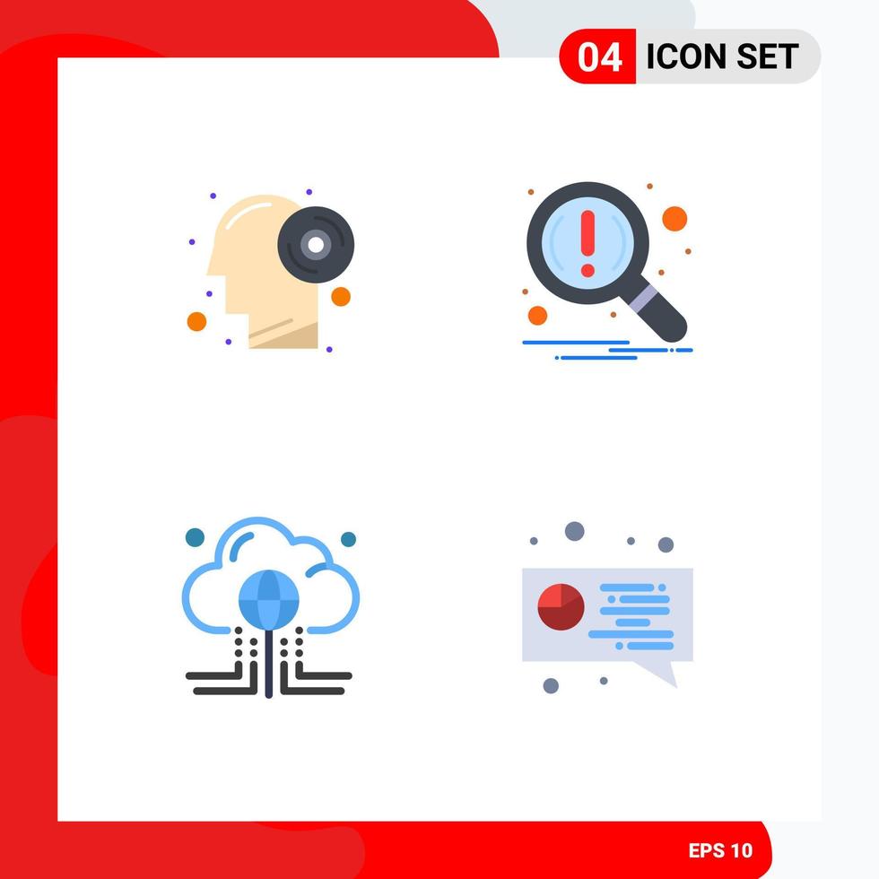 Pack of 4 creative Flat Icons of disc computing productivity notification global Editable Vector Design Elements