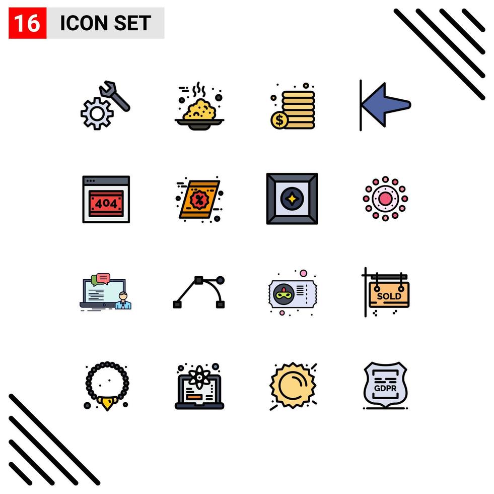 Set of 16 Modern UI Icons Symbols Signs for server error page cash error home Editable Creative Vector Design Elements