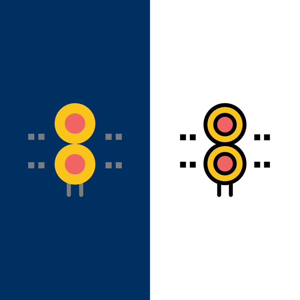 Sign Station Traffic Train Transportation  Icons Flat and Line Filled Icon Set Vector Blue Background