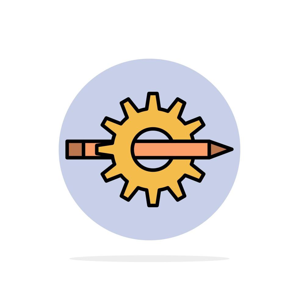 Content Writing Design Development Gear Production Abstract Circle Background Flat color Icon vector