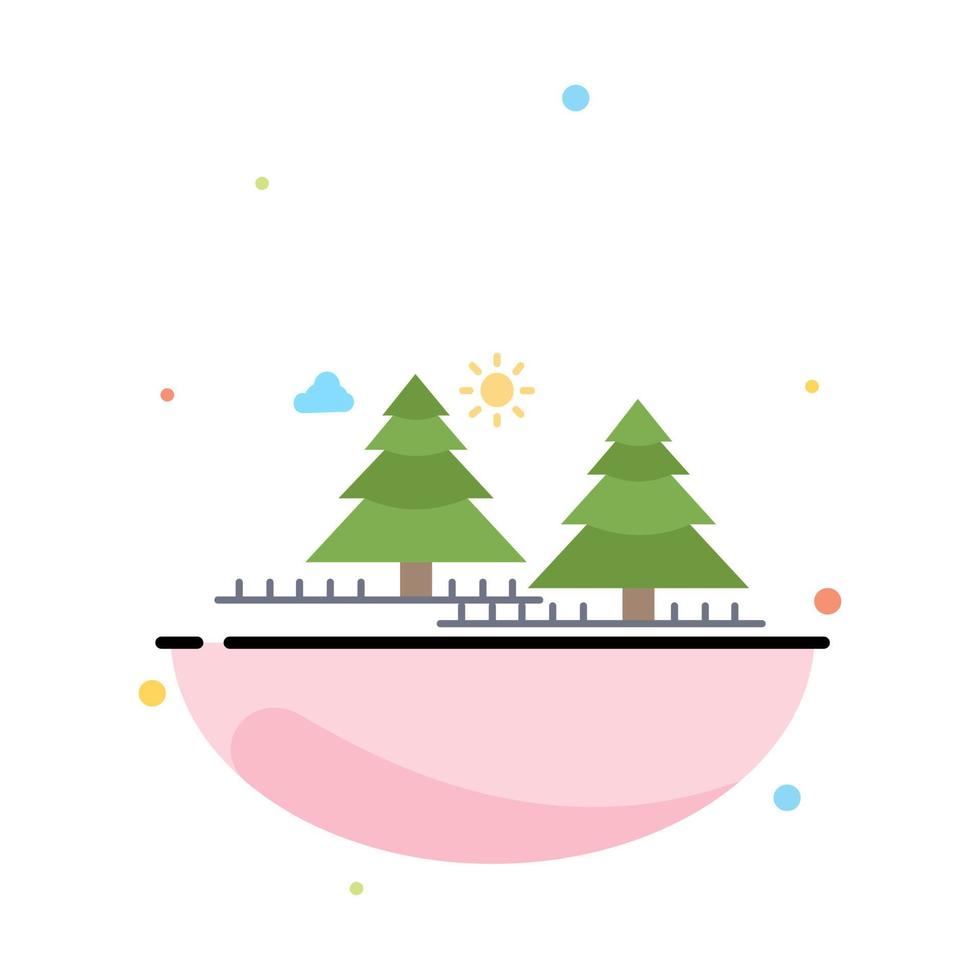 forest camping jungle tree pines Flat Color Icon Vector