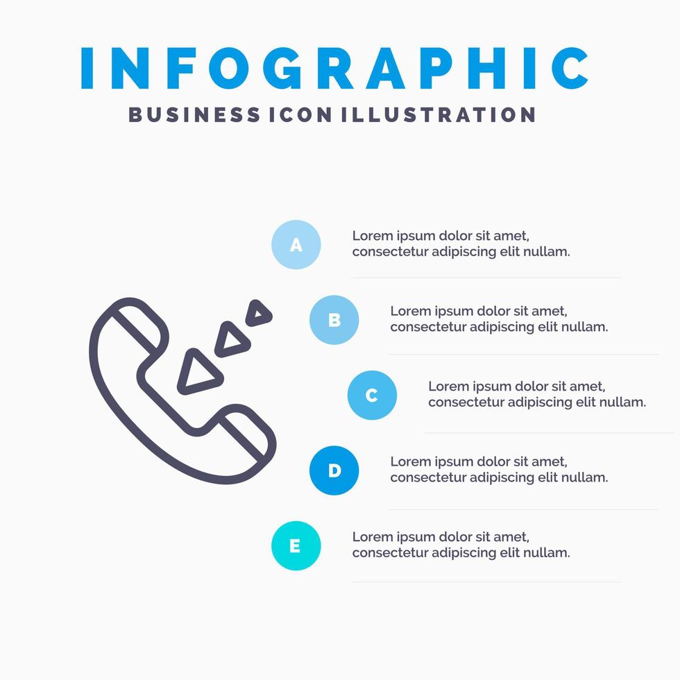 Call Communication Incoming Phone Line icon with 5 steps presentation infographics Background vector