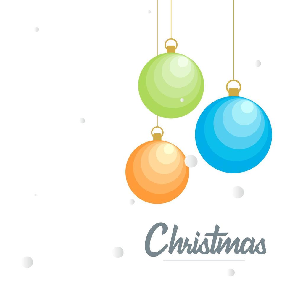 Flat merry christmas Glossy  decorative Ball elements hanging background vector