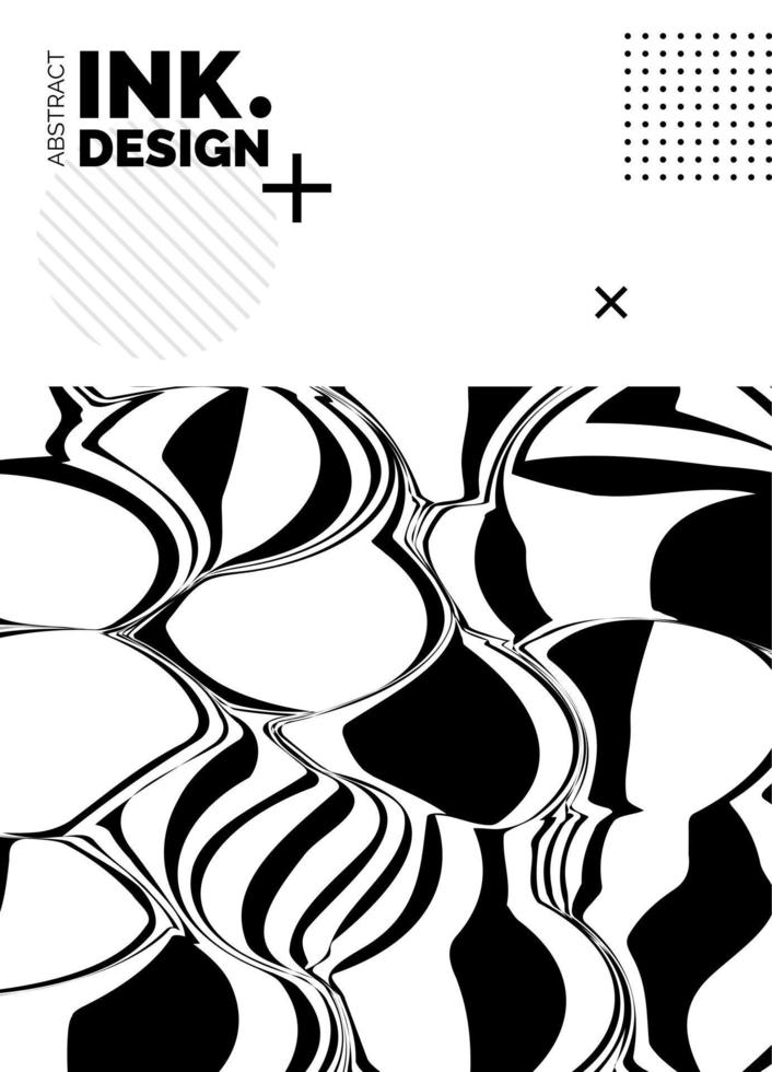 Black Lines Poster Template. Trendy abstract wavy backgrounds vector