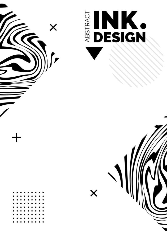 Black Lines Poster Template. Trendy abstract wavy backgrounds vector