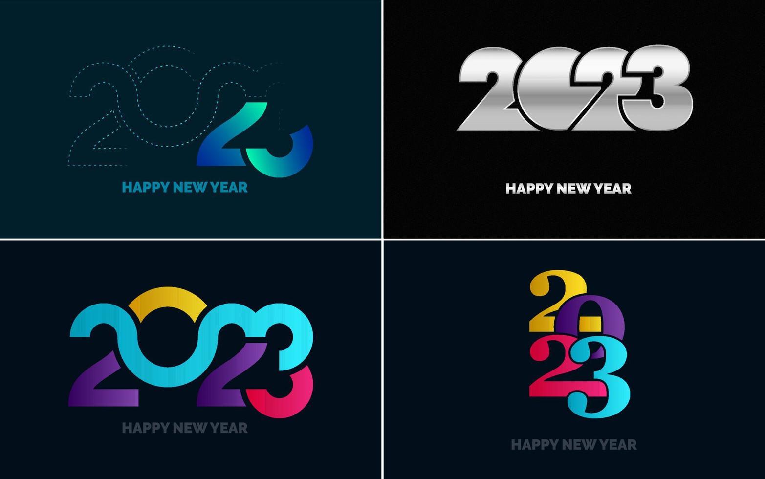 Big Set of 2023 Happy New Year logo text design. 2023 number design template. Collection of 2023 Happy New Year symbols vector