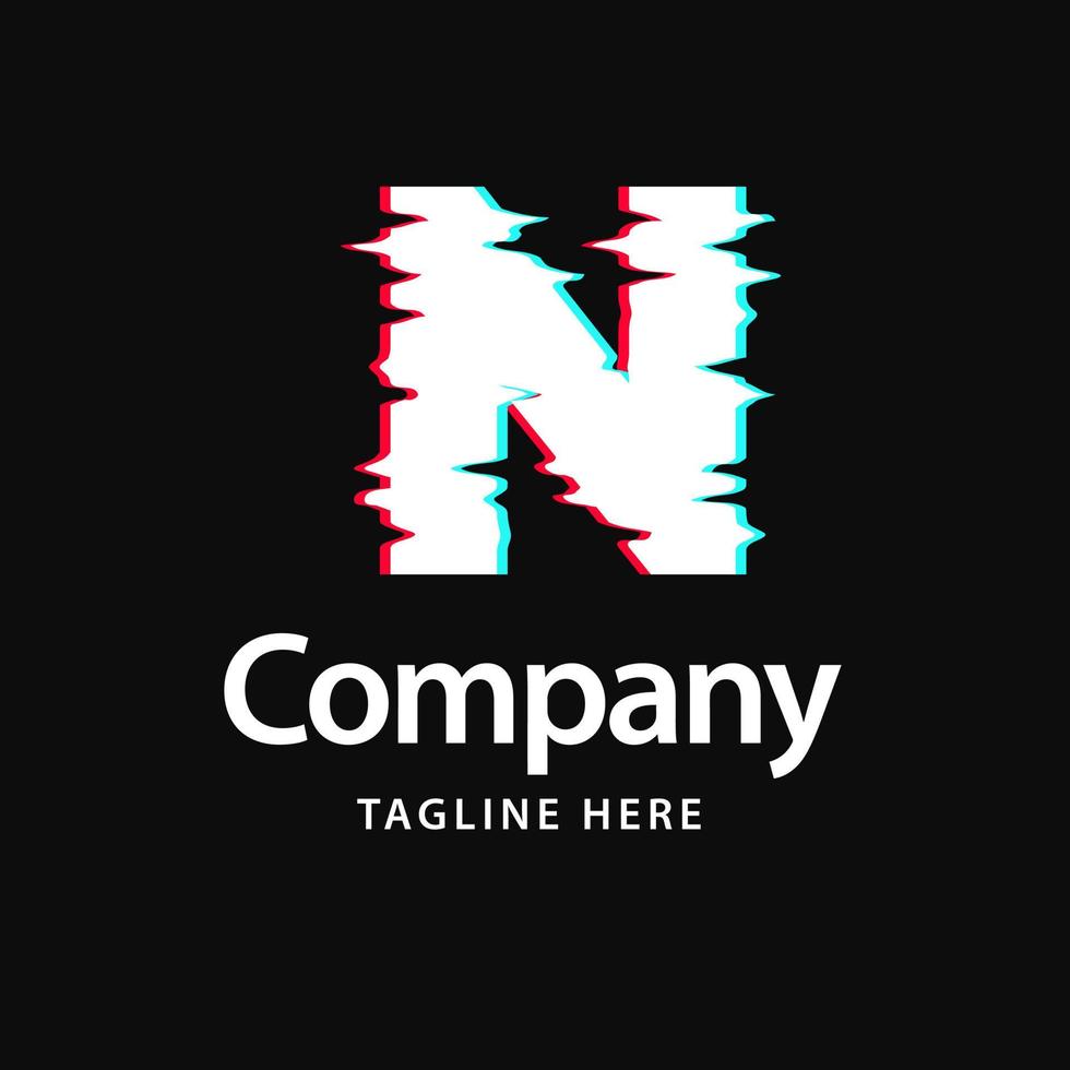 N Glitch Logo. Business Brand identity design vector