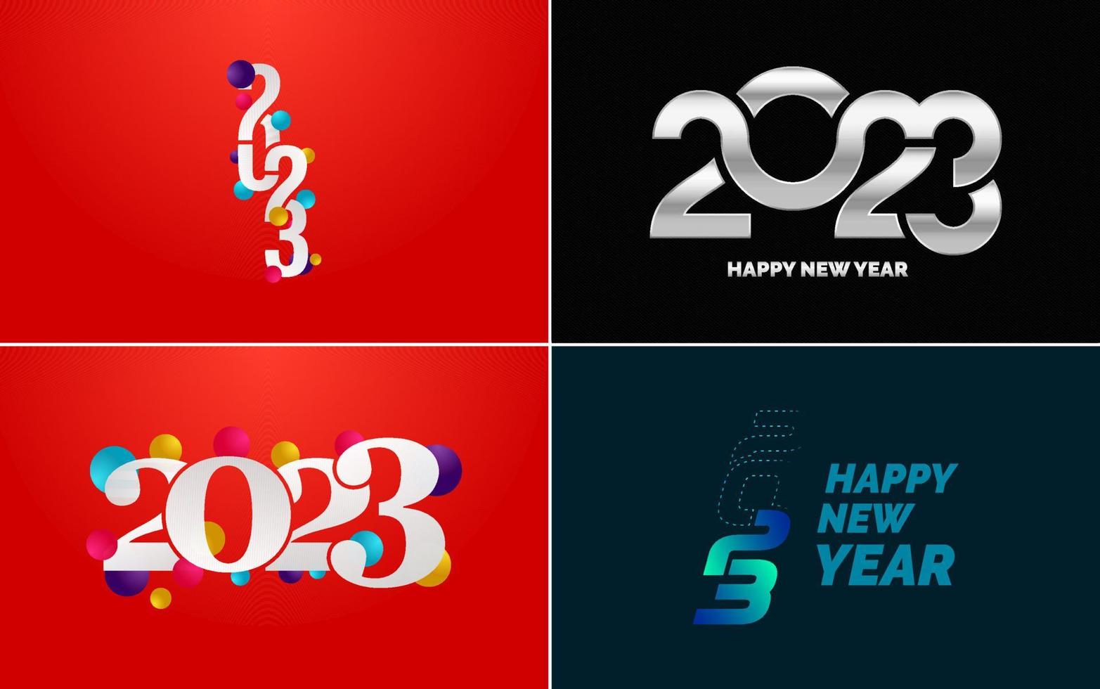 Big Set of 2023 Happy New Year logo text design. 2023 number design template. Collection of 2023 Happy New Year symbols vector