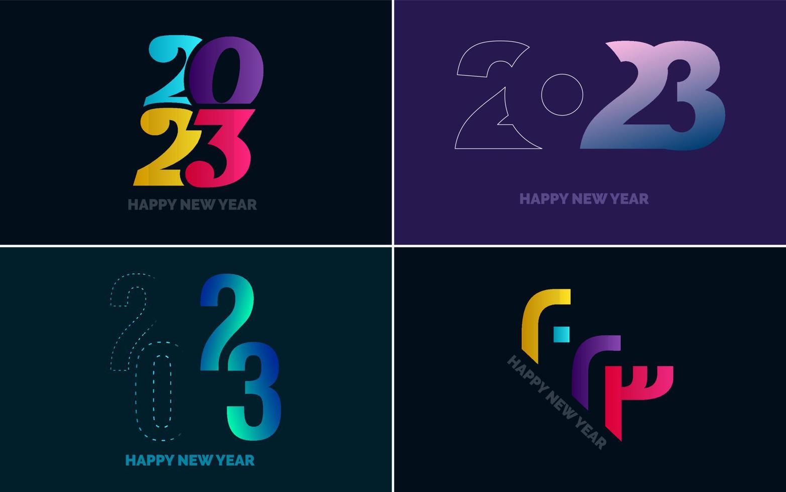 Big set 2023 Happy New Year black logo text design. 20 23 number design template. Collection of symbols of 2023 Happy New Year vector