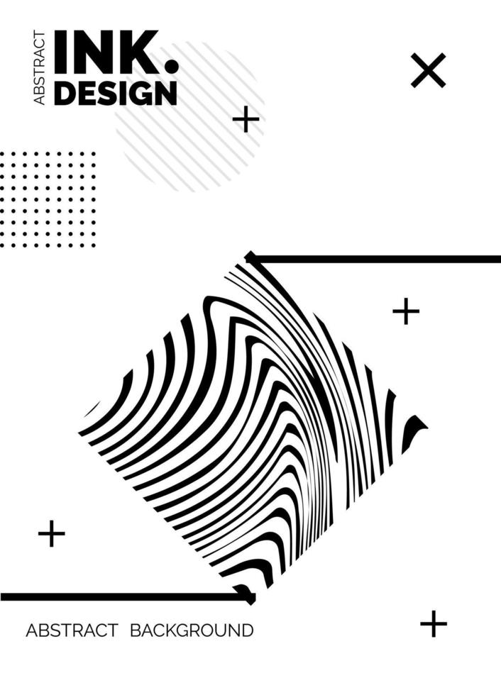 Black Lines Poster Template. Trendy abstract wavy backgrounds vector