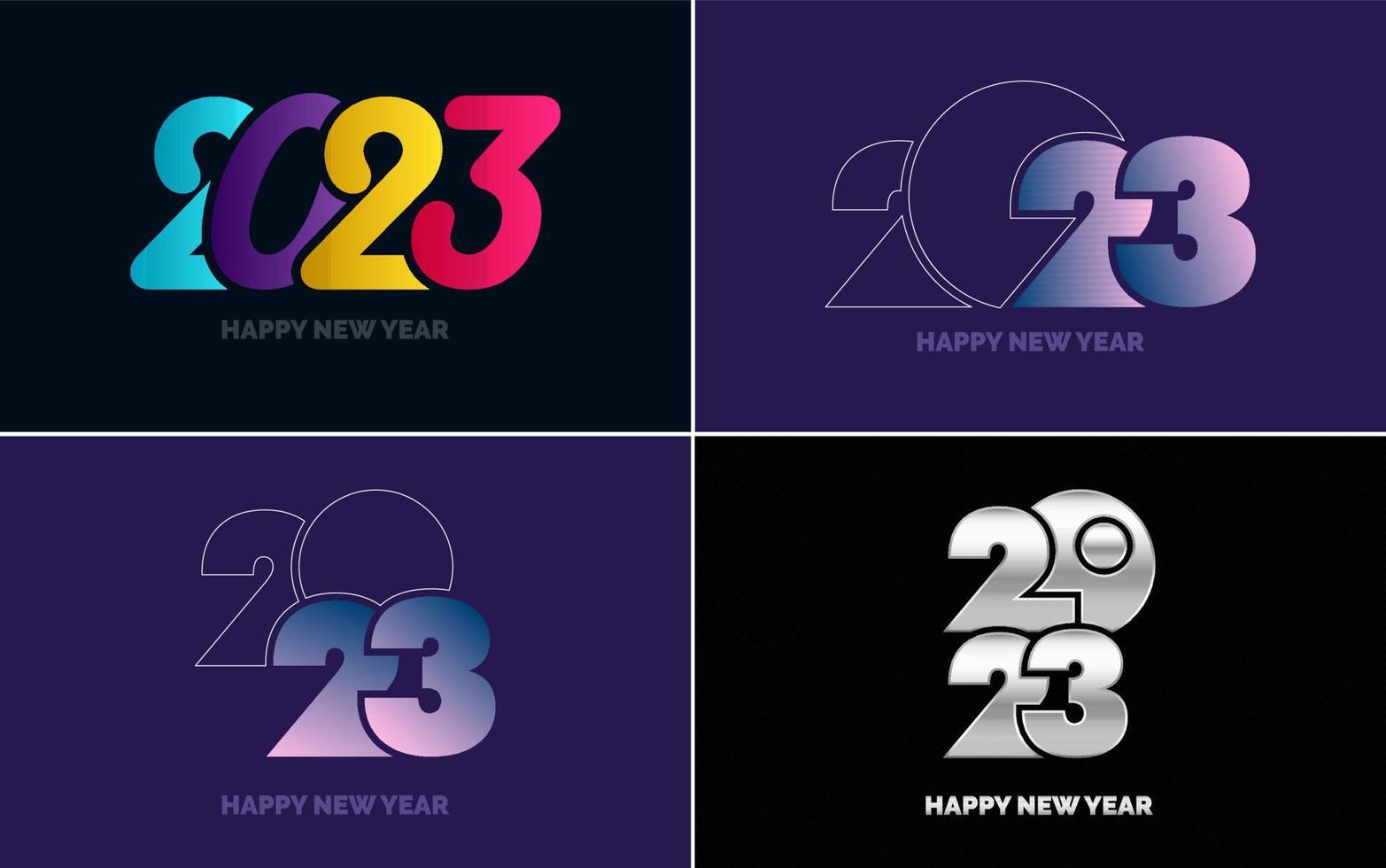 Happy New Year 2023 text design Pack. for Brochure design template. card. banner vector