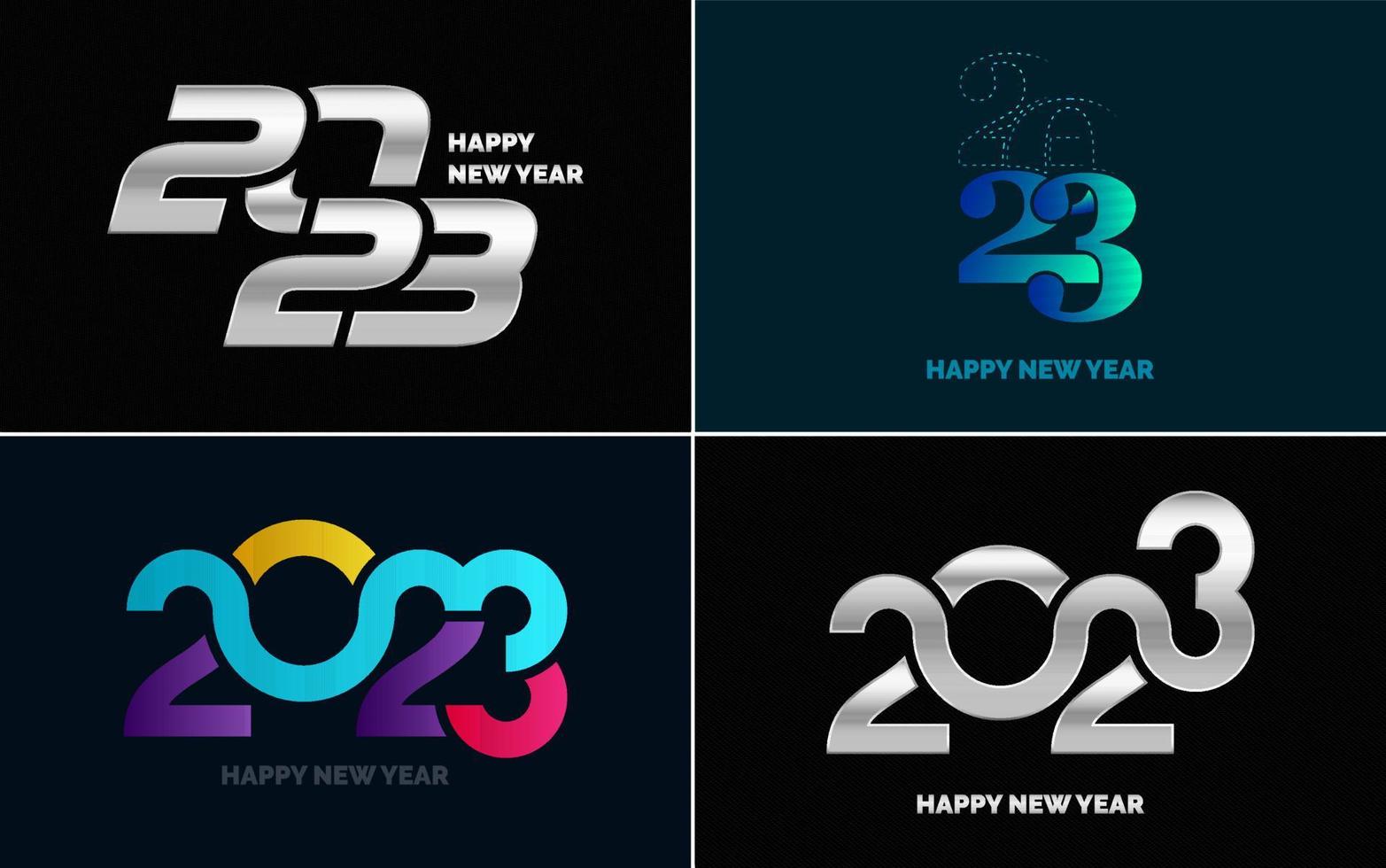 Happy New Year 2023 text design Pack. for Brochure design template. card. banner vector