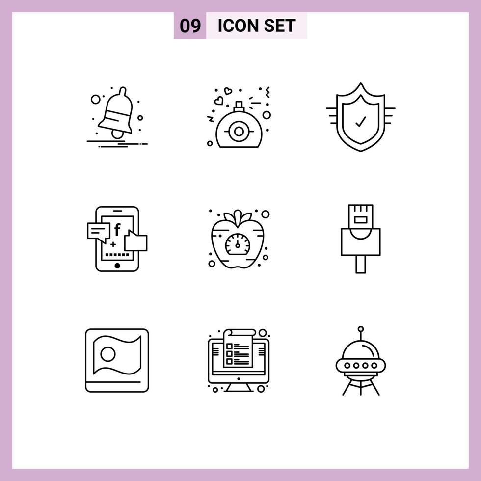 9 Creative Icons Modern Signs and Symbols of diet digital check socil promotion promotoin Editable Vector Design Elements