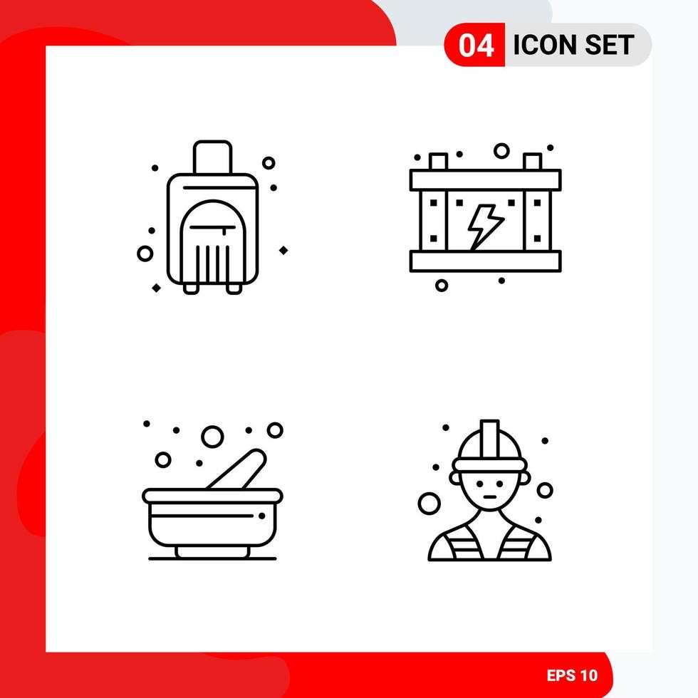 conjunto creativo de 4 iconos de contorno universal aislados sobre fondo blanco fondo de vector de icono negro creativo