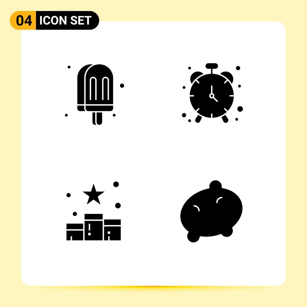 4 Creative Icons Modern Signs and Symbols of drink position meal timekeeper reward Editable Vector Design Elements