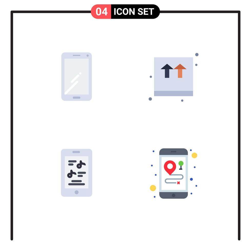 conjunto de 4 paquetes de iconos planos comerciales para elementos de diseño vectorial editables de música de comercio electrónico de película de teléfono huawei vector
