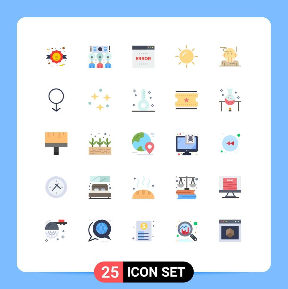 Modern Set of 25 Flat Colors Pictograph of robo advisor shinning workshop beach page Editable Vector Design Elements