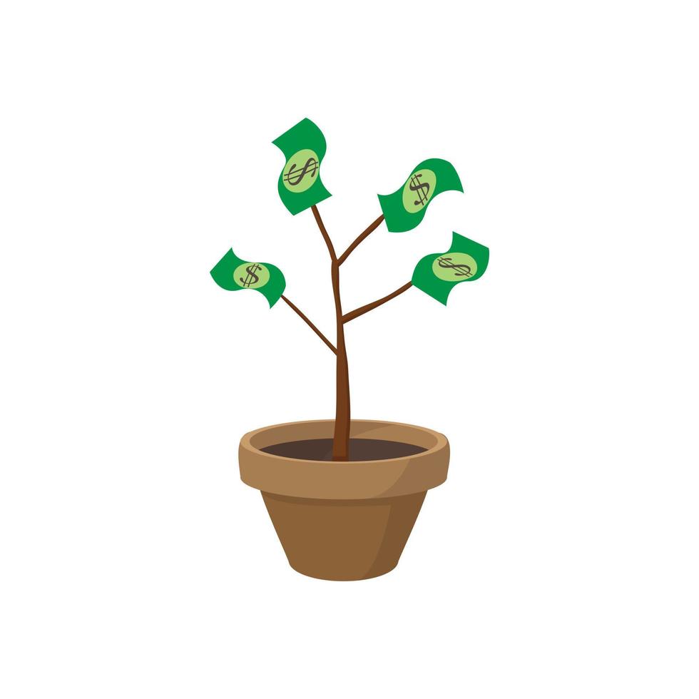 Money tree icon, cartoon style vector