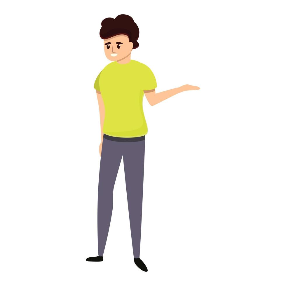 News tv presenter icon, cartoon style vector