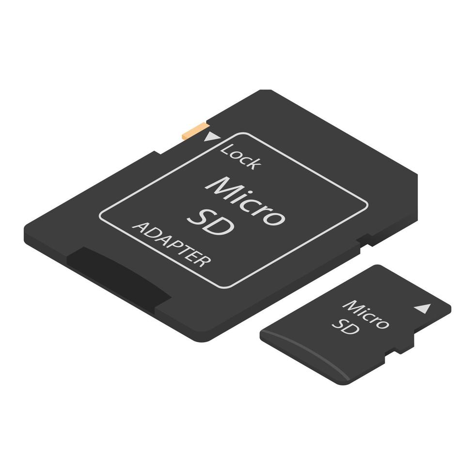 Micro sd flash icon, isometric style vector