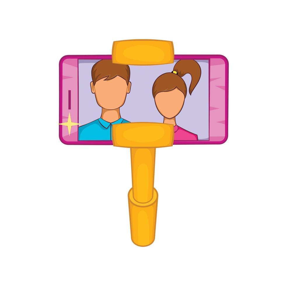 selfie stick con icono de teléfono móvil, estilo de dibujos animados vector