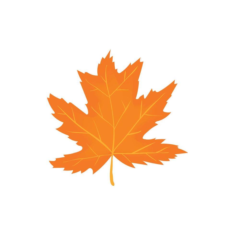 Autumn leaf icon, cartoon style vector