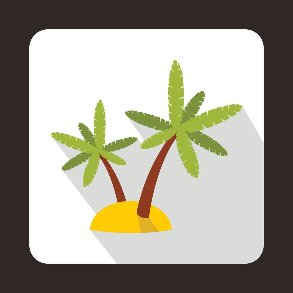 Palm trees on island icon, flat style vector
