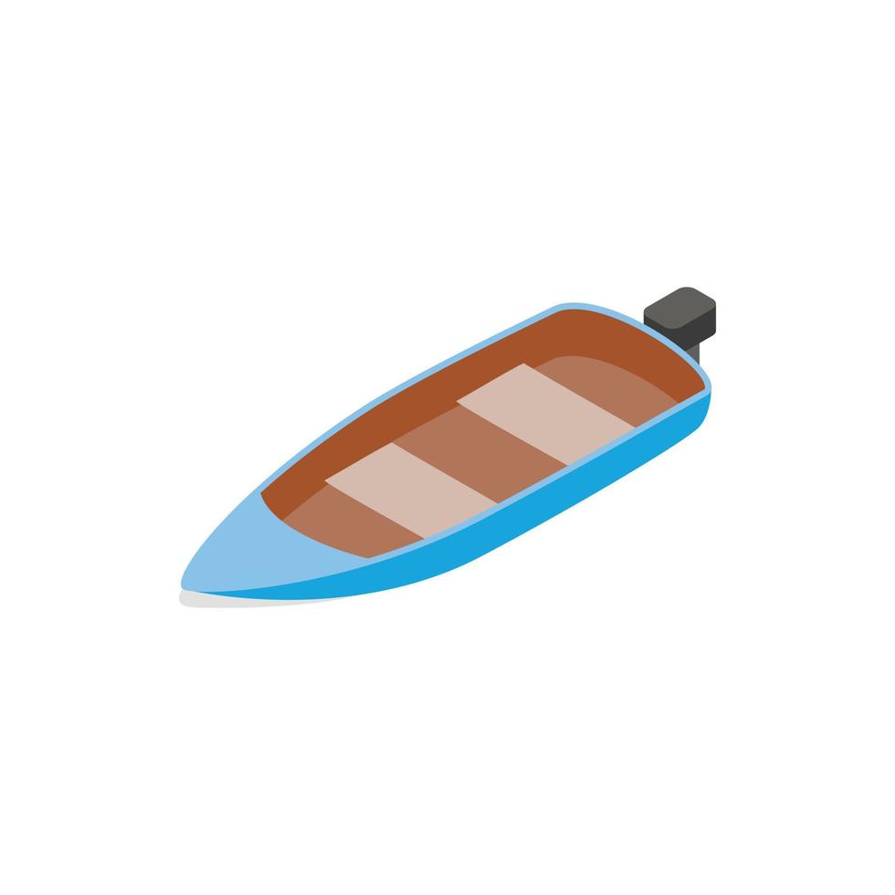 Blue motor boat icon, isometric 3d style vector