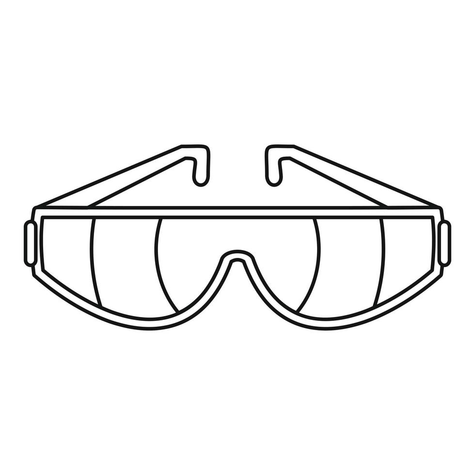 icono de gafas de seguridad, estilo de esquema vector