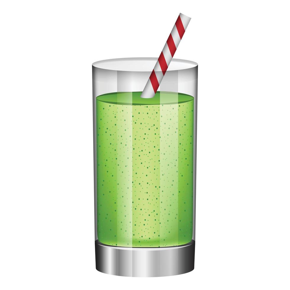 Green smoothie in glass mockup, realistic style vector