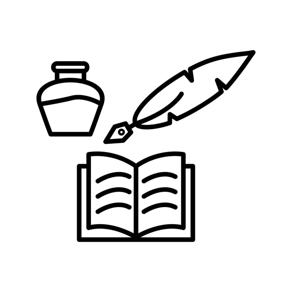 Unique Quill and Book Vector Icon